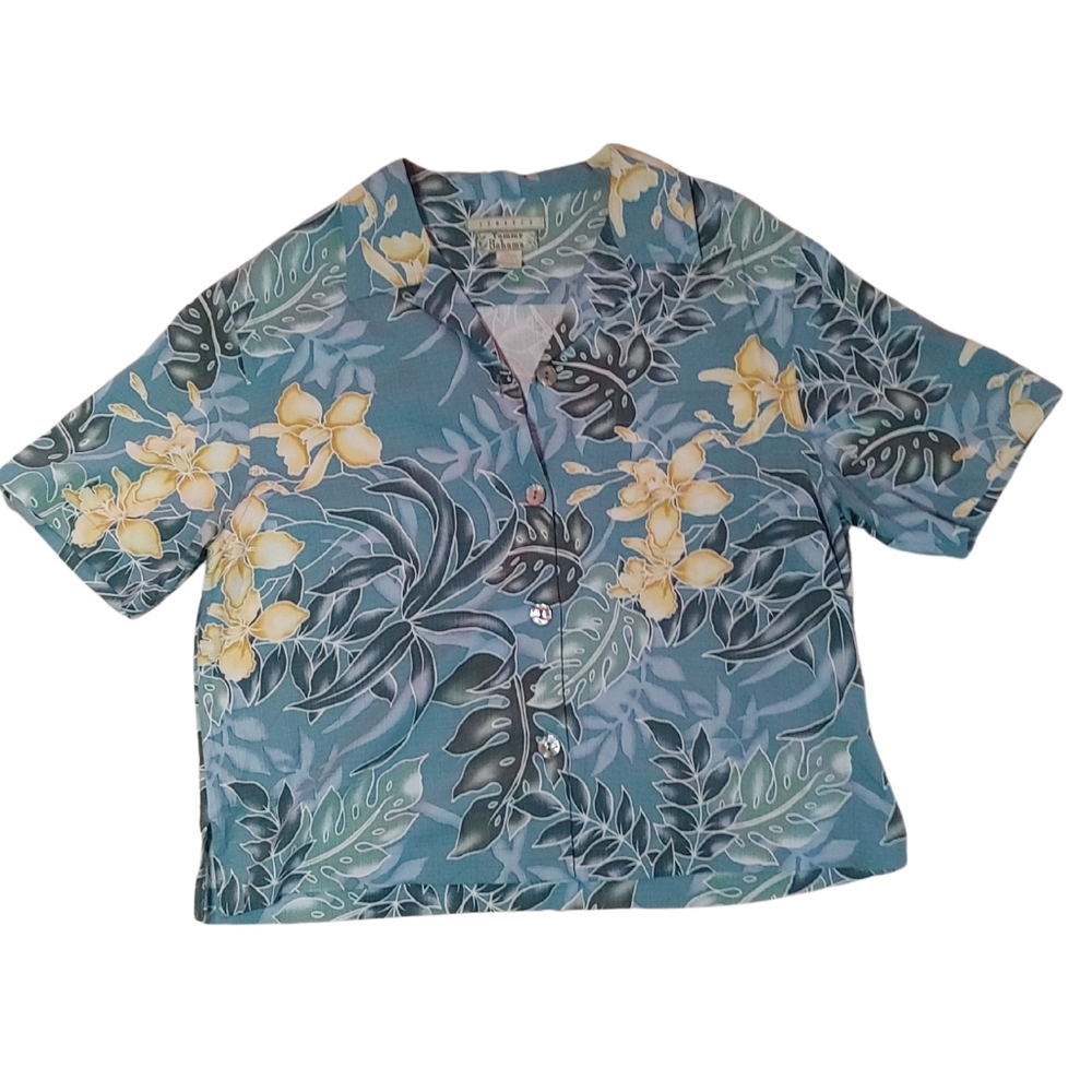 TOMMY BAHAMA| Silk Hawaiian Button Down Shirt Size Large 12-14